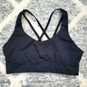 Zyia Active Light n Tight Strappy Bra, Size Large, Black Paisley